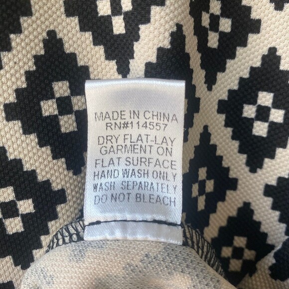 THML Dress Womens Medium Black Cream Midi Knit 3/4 Sleeve Textured Print Ladies - Picture 13 of 16